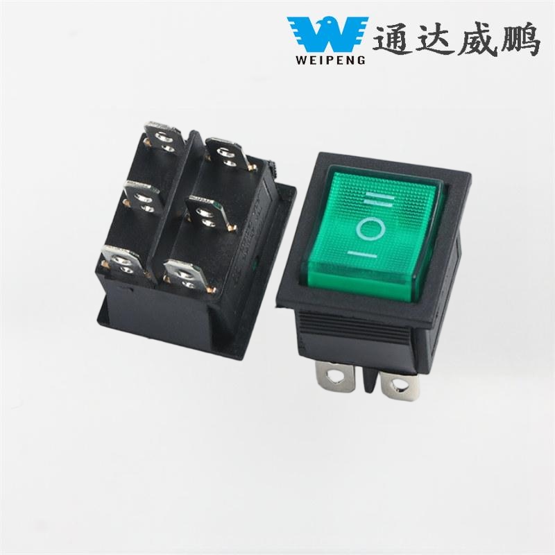 KCD4 녹색 LED 6핀/4핀 조명 16A 250V 로커 스위치